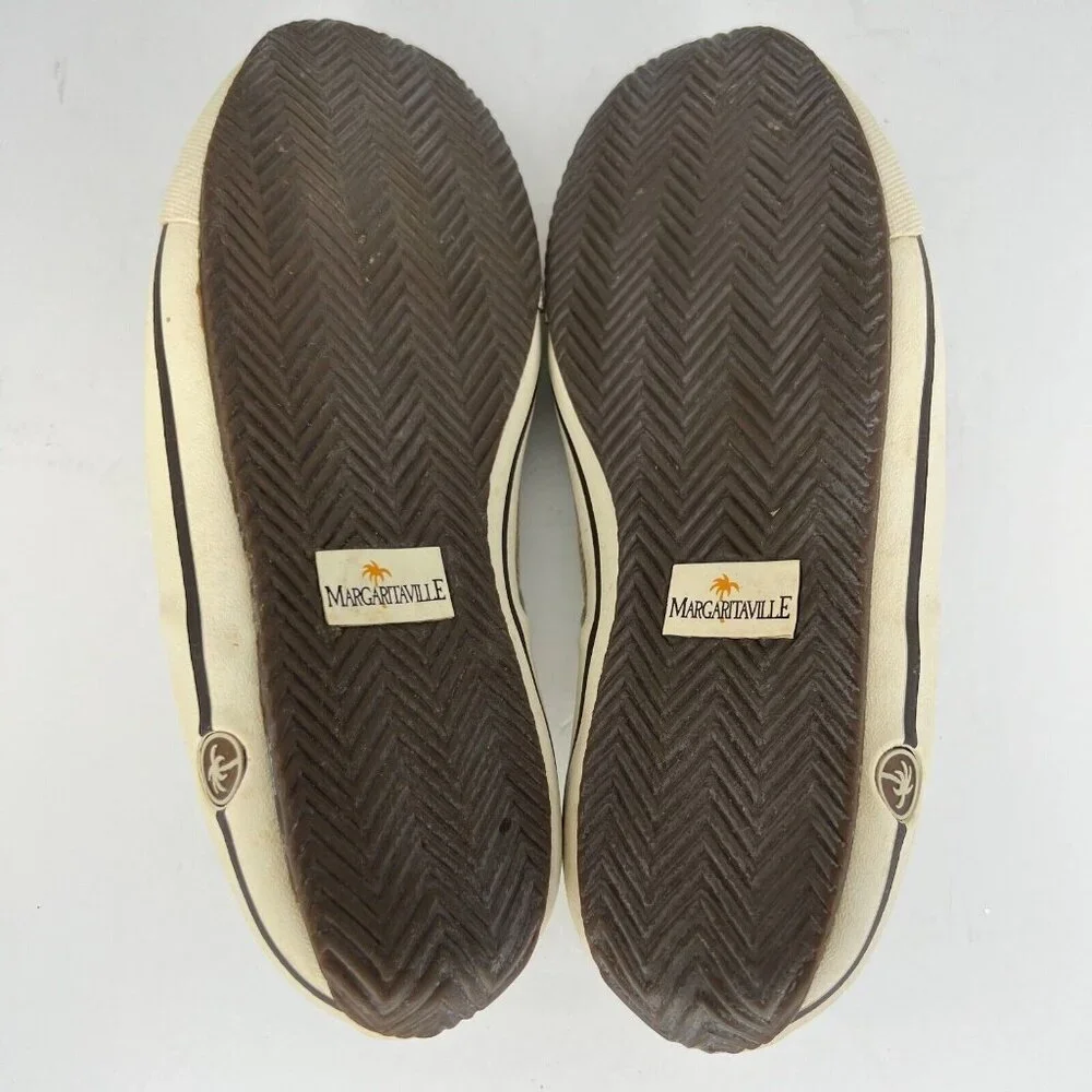 Margaritaville Mens MG1336A Tan Canvas Slip-On Size 8.5 Barbados Boat Shoes